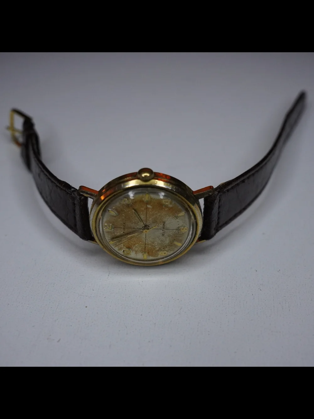 Vintage Timex Self-Wind Gold Tone Men’s Watch Runs Great Tropical Patina